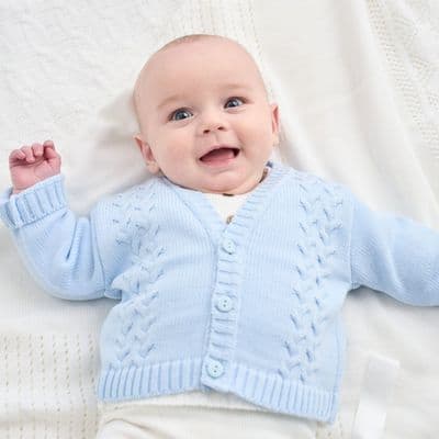 Blue cable knit cardigan