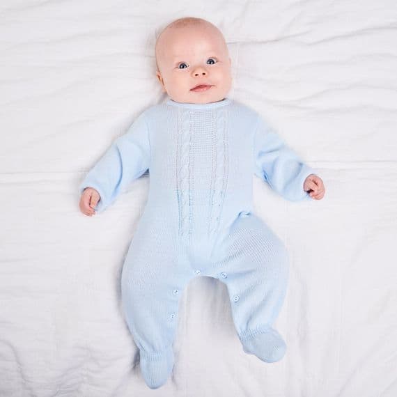 Blue Cable Knitted Onesie