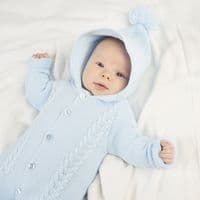 Blue cable knitted pramsuit