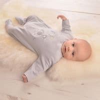 Blue elephant and bird cotton sleepsuit