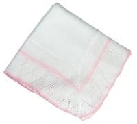 Blue pointelle patterned baby shawl