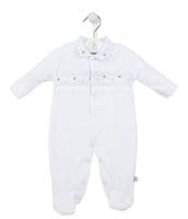 Blue star velour smocked sleepsuit