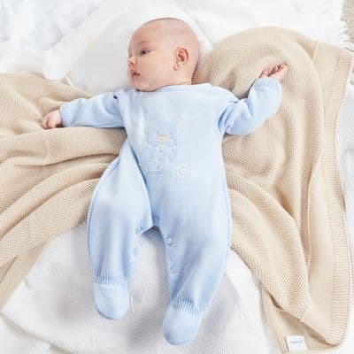Blue Teddy Knitted Onesie
