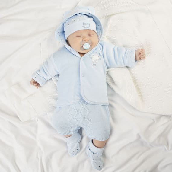 Blue tiny baby bear hooded jacket