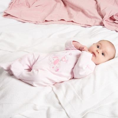Pink cotton elephant  & bird onesie