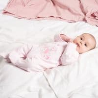 Pink cotton elephant  & bird sleepsuit