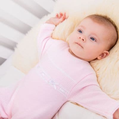 Pink girls satin bow onesie