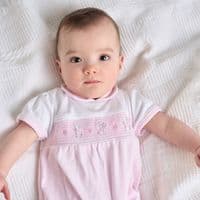 Pink little bunny smocked romper