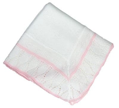 Pink pointelle patterned baby shawl