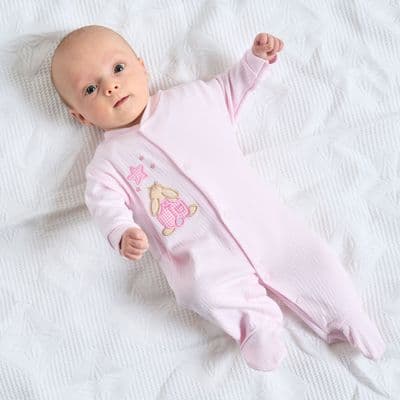 Pink rabbit & star cotton sleepsuit