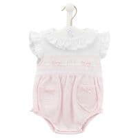 Pink ruffle  & lace romper