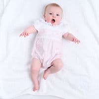 Pink ruffle  & lace romper