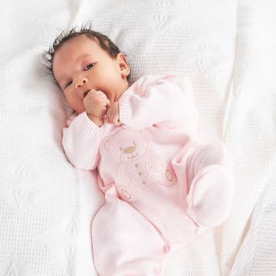 Pink Teddy Knitted Onesie