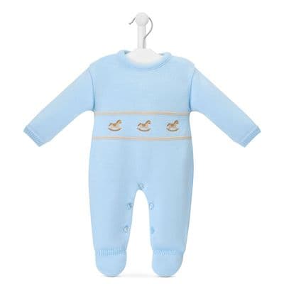 Rocking Horse Knitted Onesie Blue