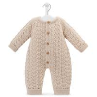 Taupe basket weave knitted onesie