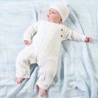 Taupe knitted onesie with hat