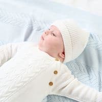 Taupe knitted onesie with hat