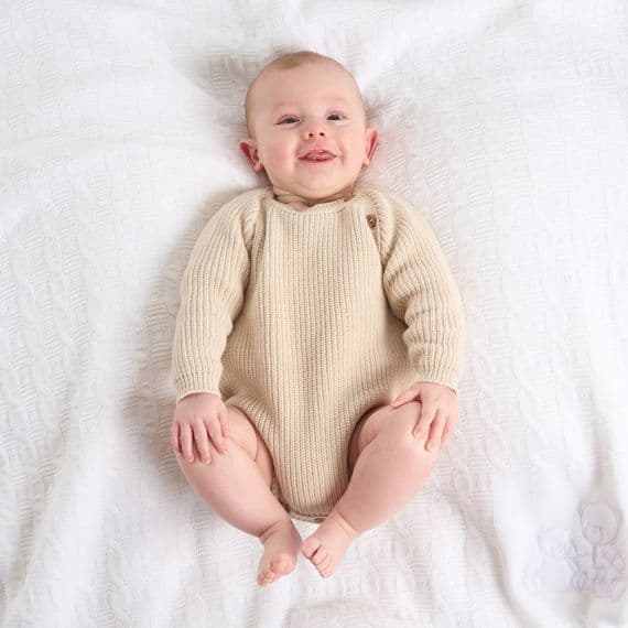 Taupe long sleeve knitted romper