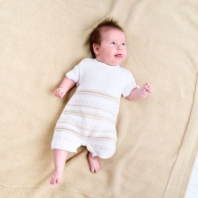 Taupe Pointelle knitted romper