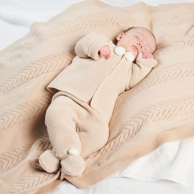 Taupe unisex pom pom jacket & trousers