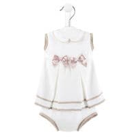 White bow baby dress & pants