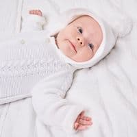 White cable knitted pramsuit