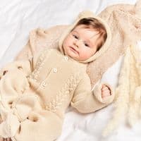 White cable knitted pramsuit