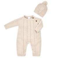 White knitted onesie with hat