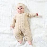 White knitted onesie with hat