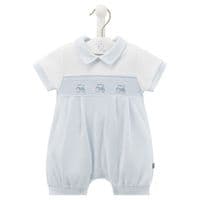 White little tractor smocked romper