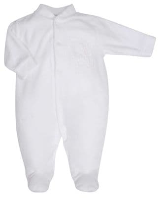 White mouse & teacup velour sleepsuit