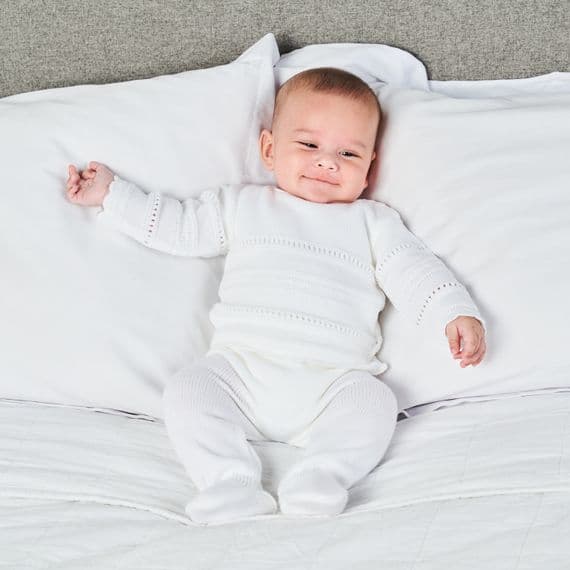 White pointelle knitted top & leggings