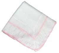 White pointelle patterned baby shawl