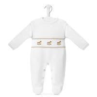 White rocking horse knitted onesie