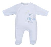 Yellow elephant & bird cotton sleepsuit