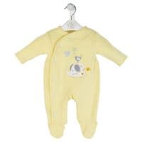 Yellow elephant cotton sleepsuit