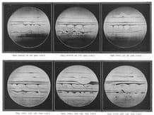 ASTRONOMY: Changes, aspect of Planet Jupiter observed at times, old print 1907