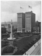 CALIFORNIA: San Francisco; Union Square, antique print 1907
