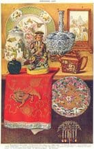 CHINA: Porcelain vase Ming Snuff-jar Green paste Kwan-ti terracotta Silk, 1907