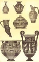 DECORATIVE: Greek Vases, antique print 1907
