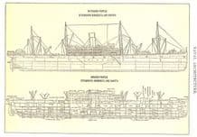 MILITARIA: Naval Architecture, antique print 1907