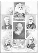 POETS: Longfellow; Holmes; Bryant; Whittier; Emerson; Lowell, old print 1907