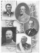 USA: Grant; Robert E Lee; Sherman; Stonewall Jackson; Sheridan, old print 1907