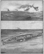 USA: New US submarine Torpedo boats; Method of attack, antique print 1907