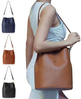 Bucket Style Leather Shoulder Bag Crossbody Bag Med-Lg  New Arrival