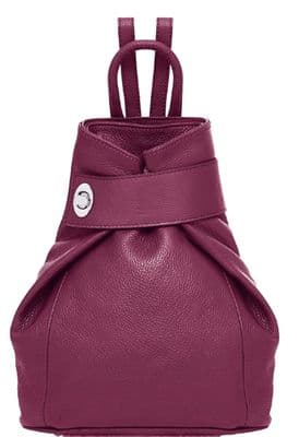Burgundy Plum Rucksack Backpack Lap Top Bag Italian Soft Leather Top Handle Bag