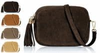 Burgundy  Suede  Crossbody Bag Camera Style Bag Italian  Suede Shoulder Bag
