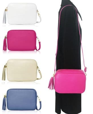 Camera Style Large Bag Italian Leather Tassel  Crossbody Shoulder Handbag (Brighter Colours)