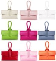 Clutch Wristlet Crossbody Shoulder Bag Small Knot Loop Handle Italian Leather (Brighter Colours)