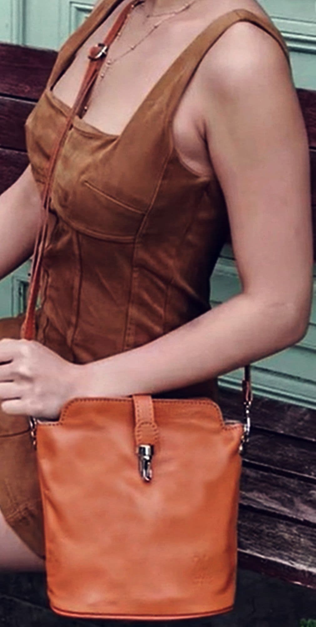 Genuine Italian Leather Women's Small Crossbody Bag - Handmade In Florence, Adjustable Strap - View #6